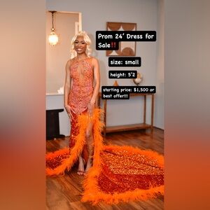 Used, custom made prom dress, worn once May 2024. Great condition.